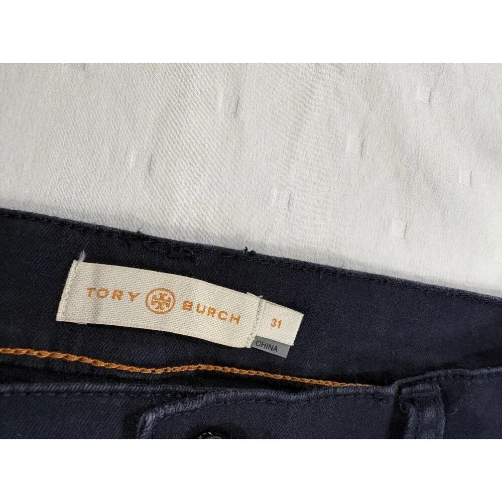Tory Burch Navy Blue Stretch Pants Womens Size 31 Slim 5-Pocket Style 90001209